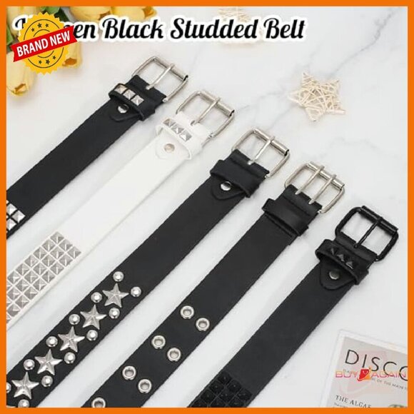 3-Piece Studded Belt Set Punk Rock Metal Rivet Belt for Women Men